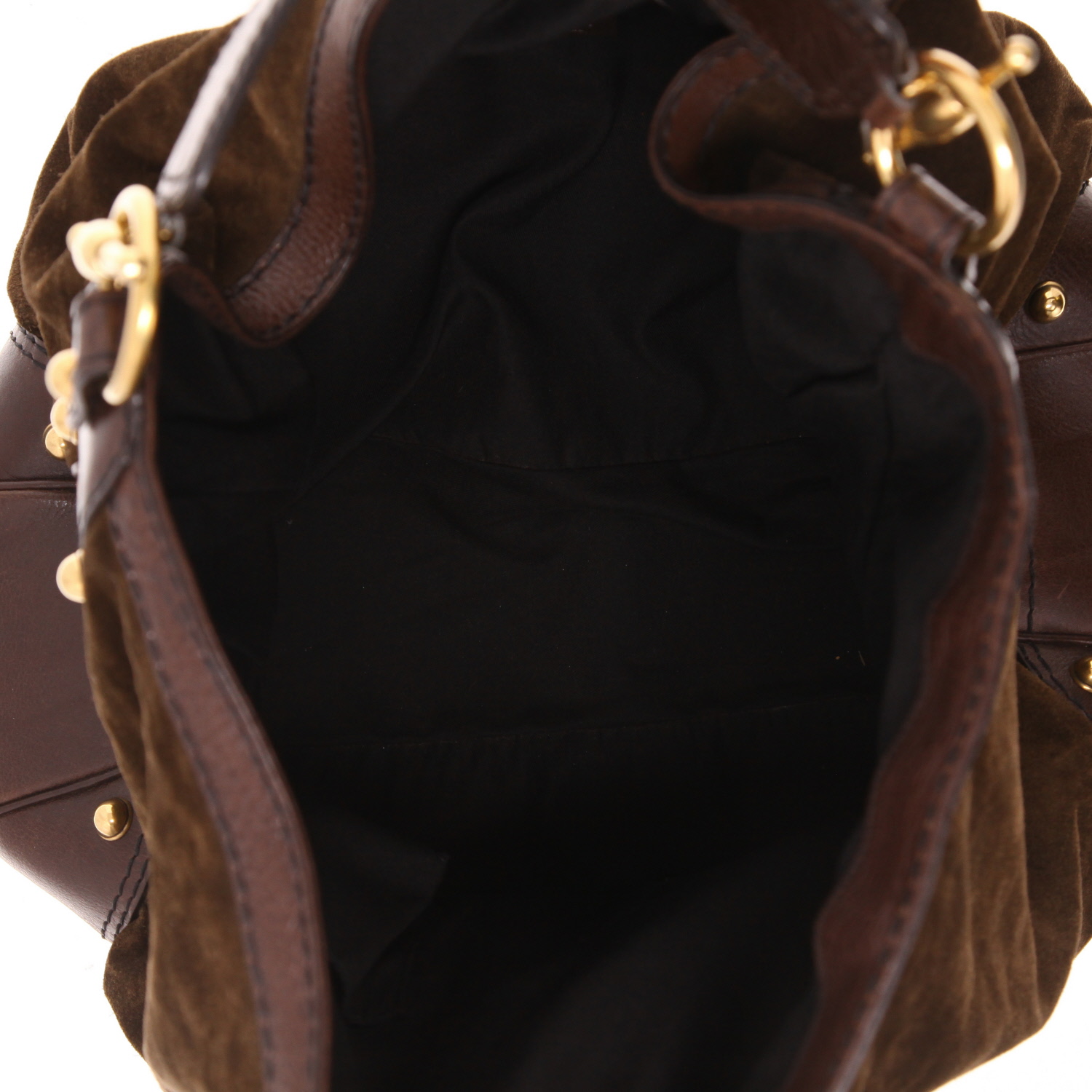 Sac à main Gucci   en Veau velours et cuir marron - Detail D3