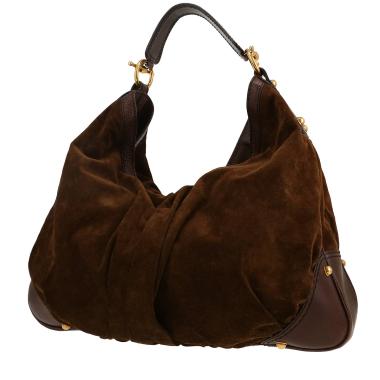 Bolso de mano Gucci   en Veau velours y cuero marrón