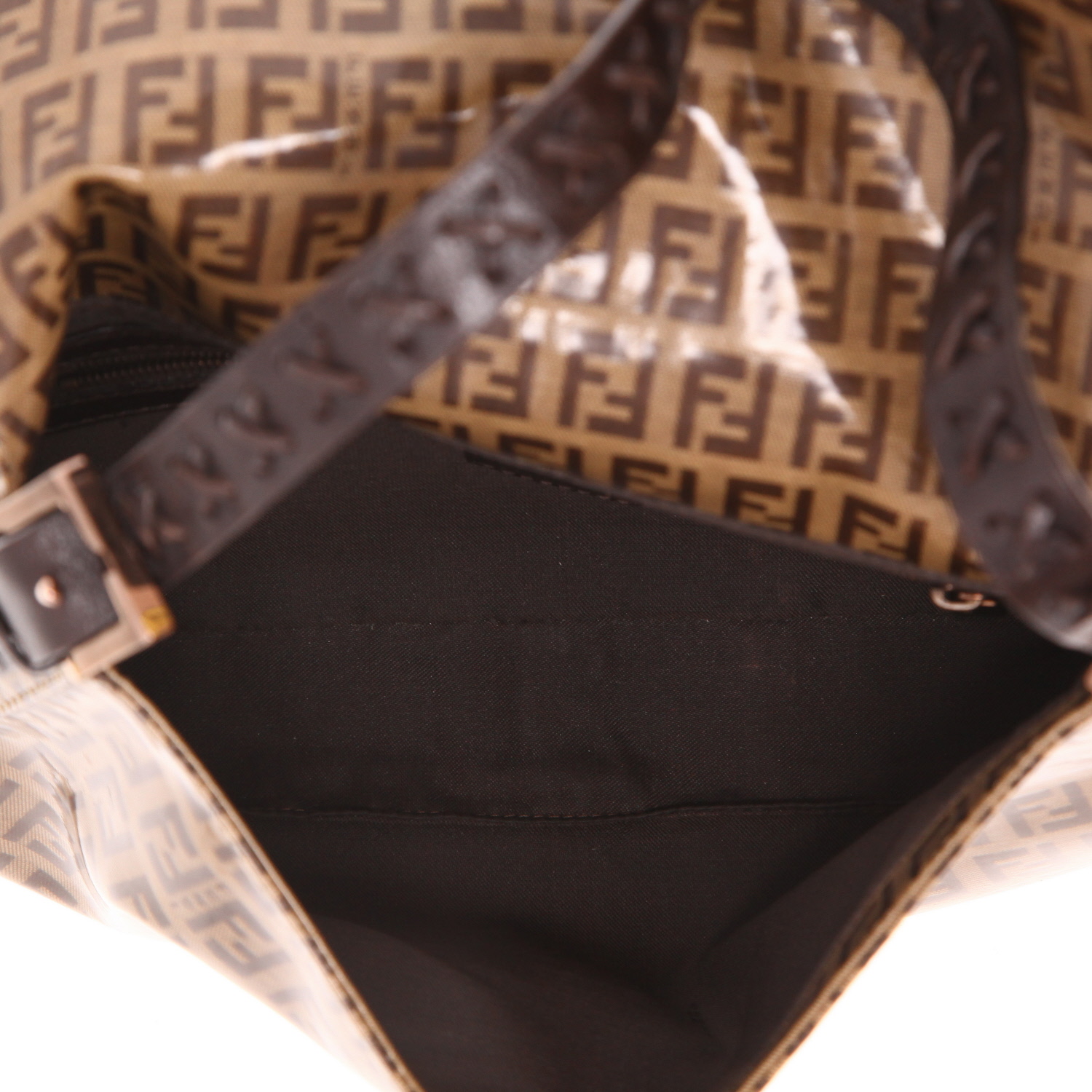 Borsa Fendi   in tela verniciata siglata marrone e pelle marrone - Detail D3