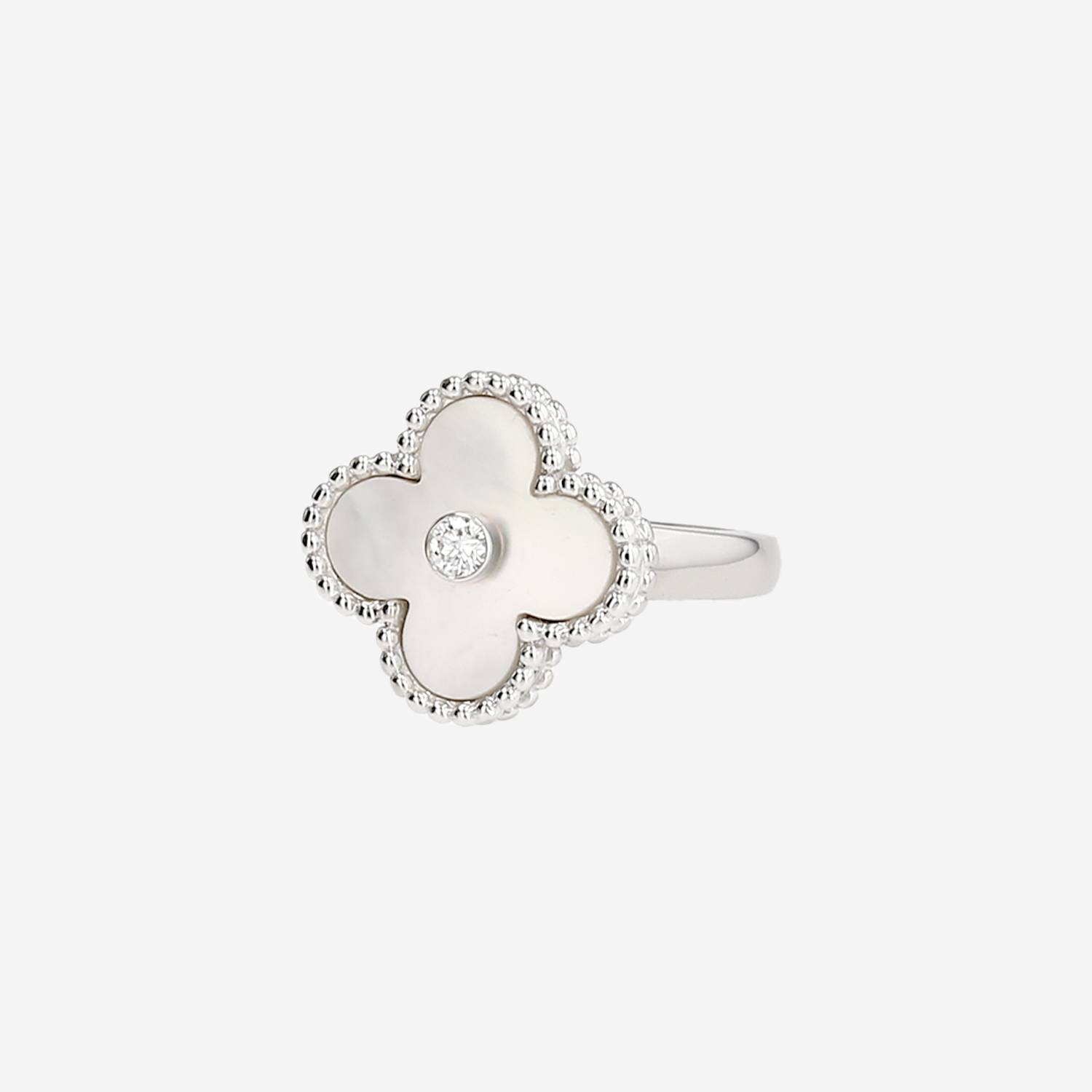 Van Cleef 
Arpels Vintage Alhambra ring in white gold, mother of pearl and diamond