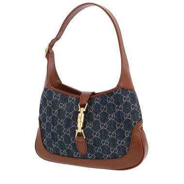 Bolso bandolera Gucci  Jackie en tejido "sûpreme GG" azul y cuero marrón
