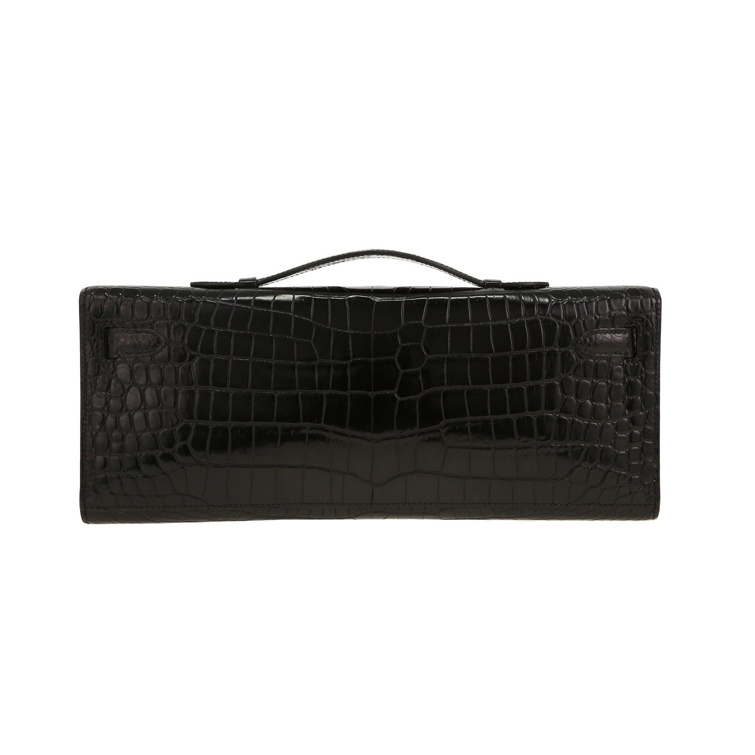 Pochette Hermès  Kelly Cut en crocodile porosus noir - Detail D8