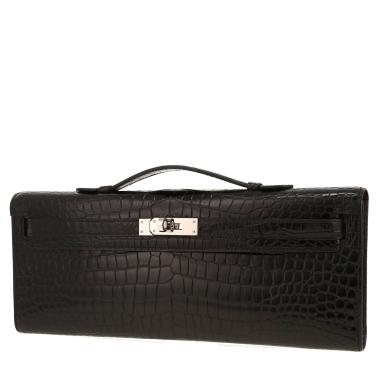 Bolsito de mano Hermès  Kelly Cut en cocodrilo porosus negro