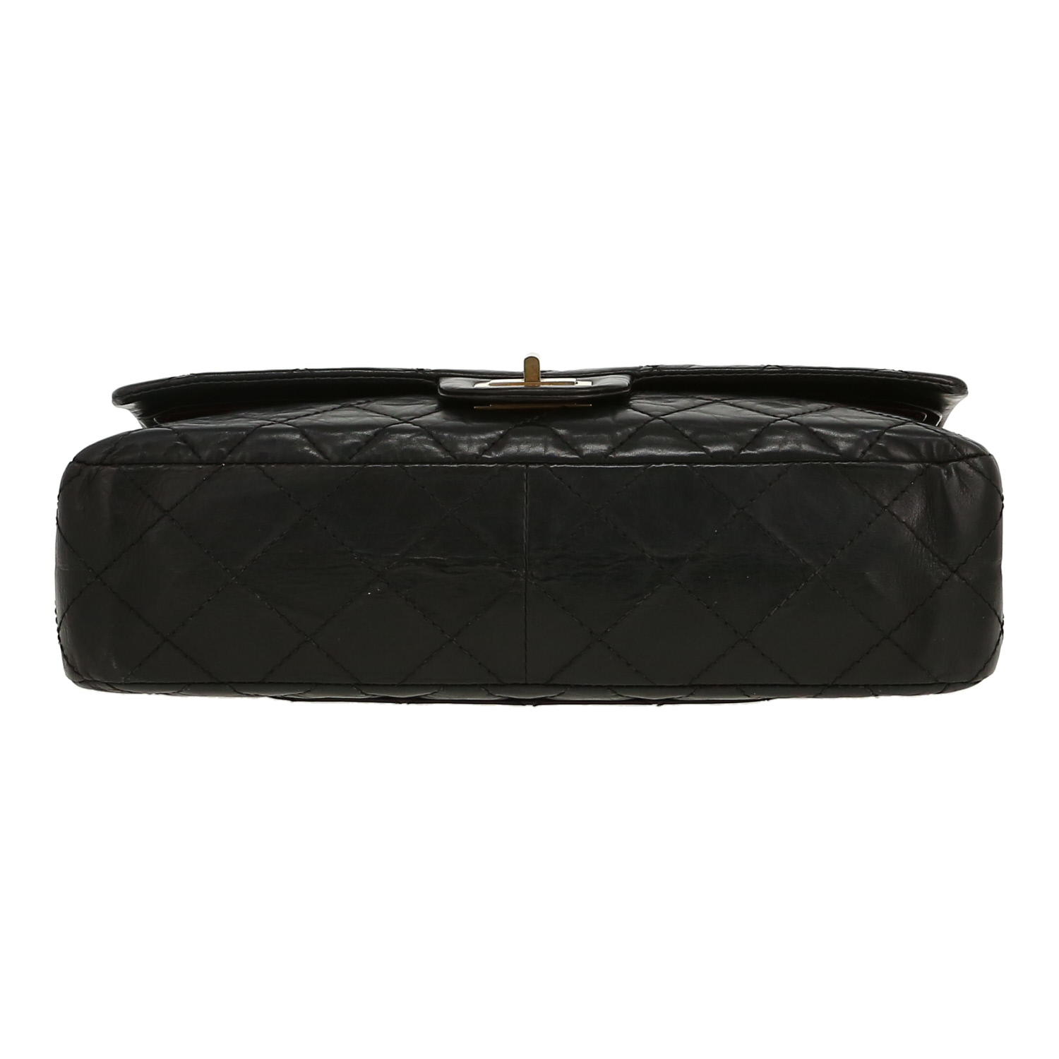 Sac bandoulière Chanel  2.55 grand modèle  en cuir matelassé noir - Detail D1