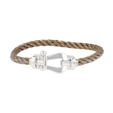 Bracciale Fred Force 10 modello grande in oro bianco e acciaio