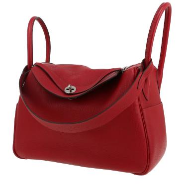 Sac porté épaule Hermès  Lindy 34 cm en cuir togo rouge