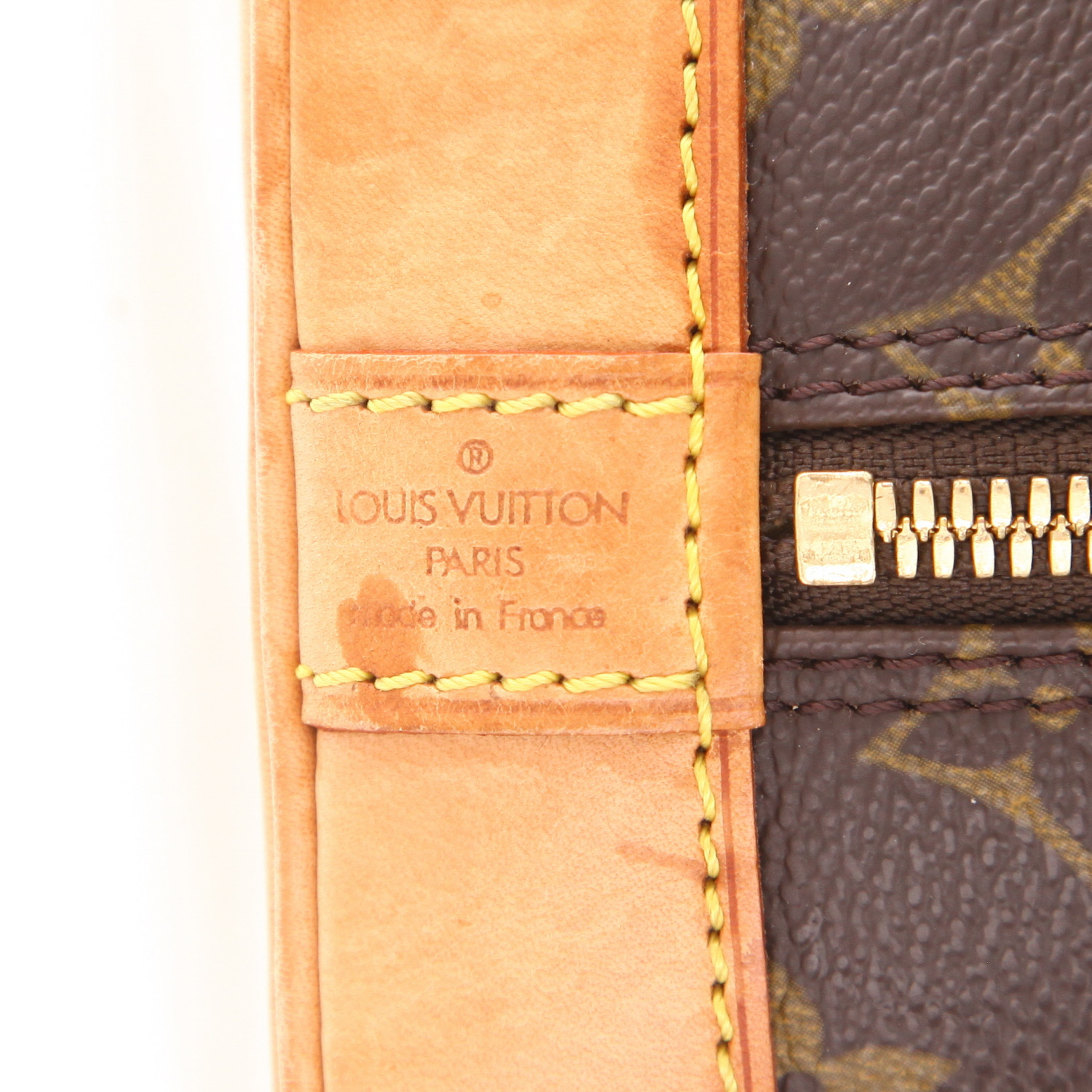 Bolso de mano Louis Vuitton  Alma modelo pequeño  en lona Monogram marrón y cuero natural - Detail D2