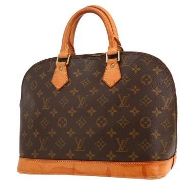 Louis Vuitton  Alma small model  handbag  in brown monogram canvas  and natural leather