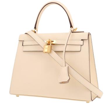 Bolso de mano Hermès  Kelly 25 cm en cuero epsom Nata