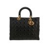 Sac à main Dior  Lady Dior en cuir cannage noir - 360 thumbnail