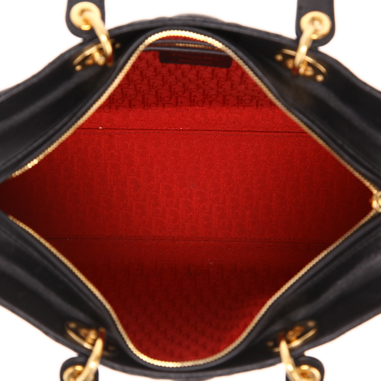 Dior  Lady Dior handbag  in black leather cannage - Detail D3