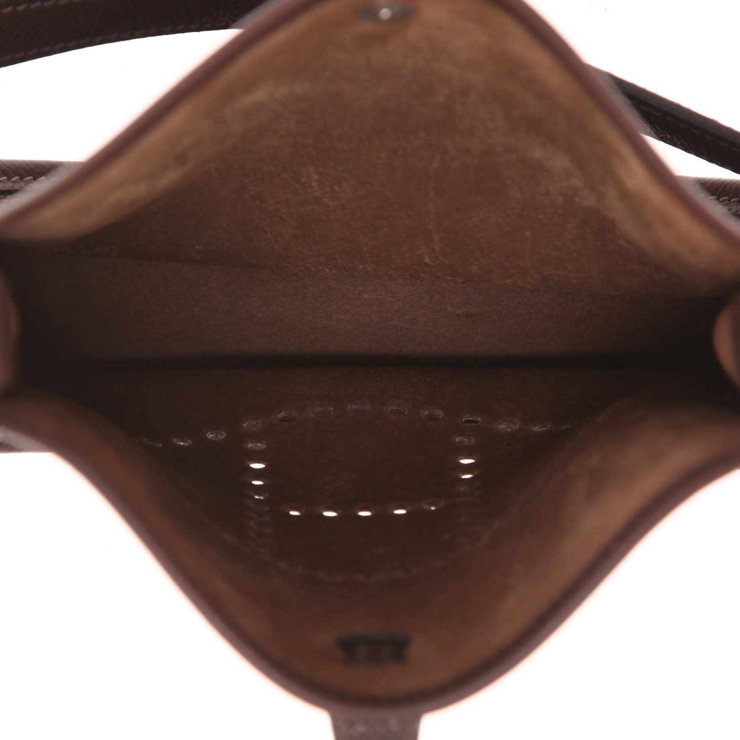 Borsa a tracolla Hermès  Mini Evelyne in pelle Courchevel marrone - Detail D3