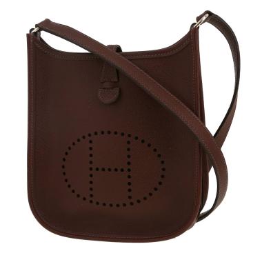 Hermès  Mini Evelyne shoulder bag  in brown Courchevel leather