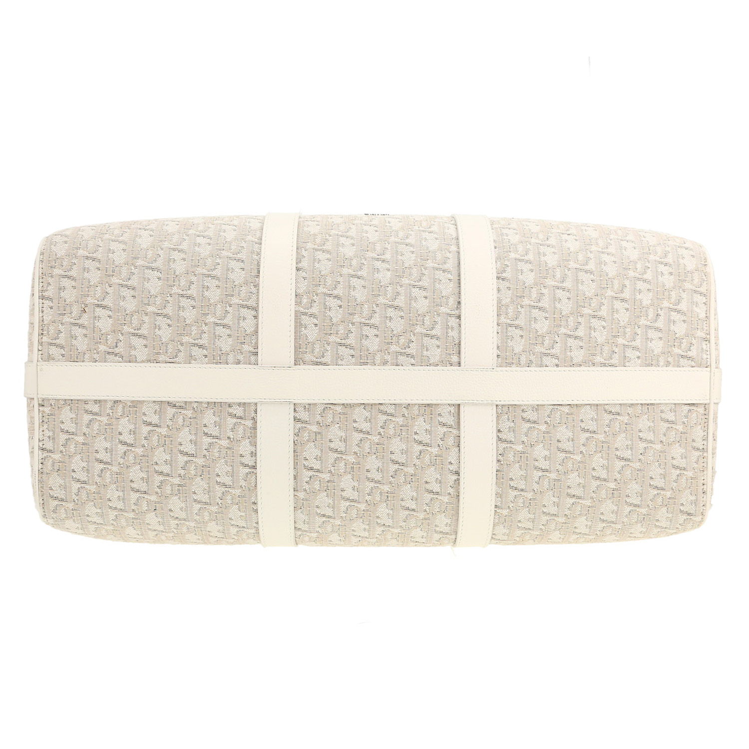 Bolsa de viaje Dior   en lona Monogram Oblique blanca y cuero blanco - Detail D1