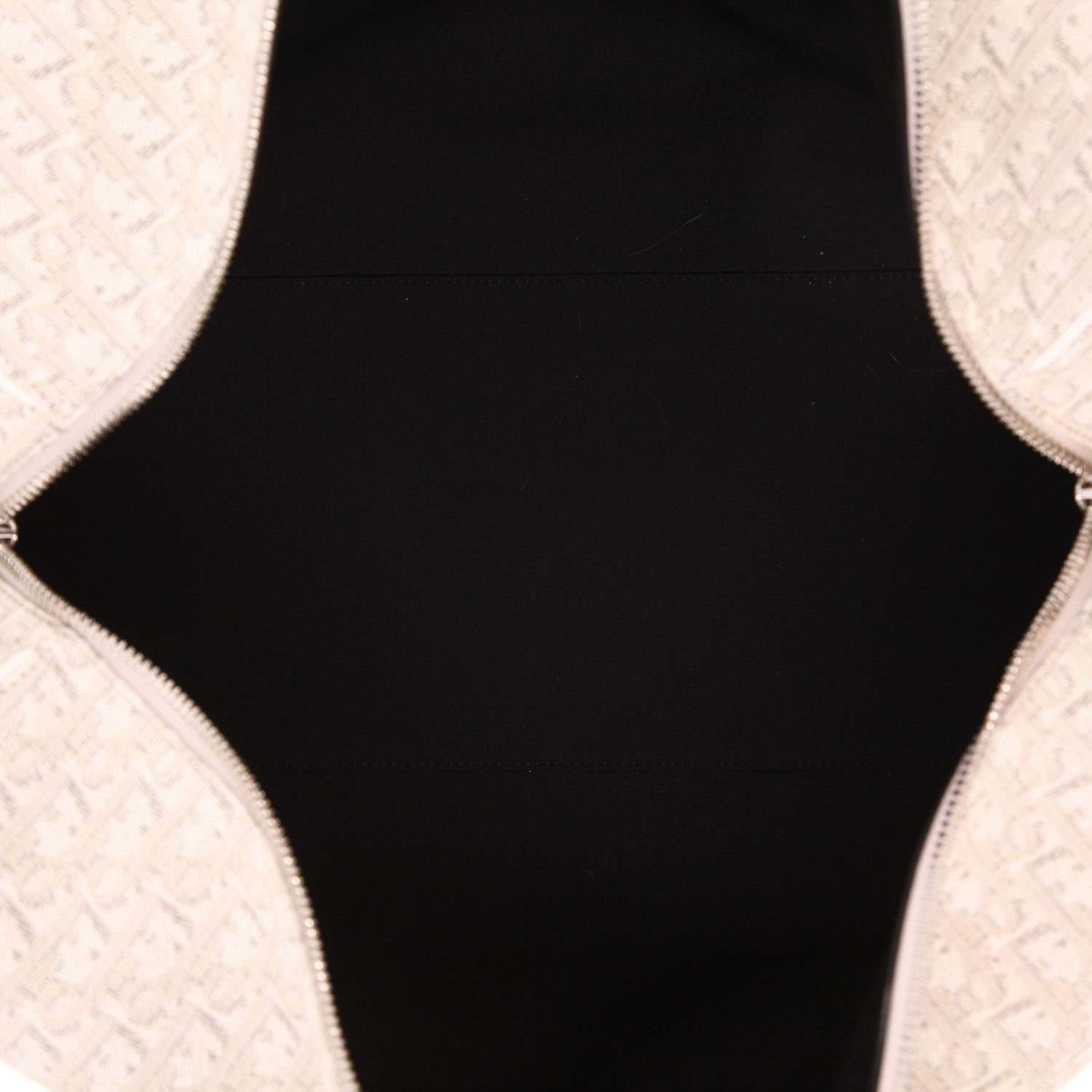 Sac de voyage Dior   en toile monogram Oblique blanche et cuir blanc - Detail D3