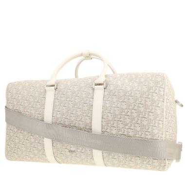 Sac de voyage Dior   en toile monogram Oblique blanche et cuir blanc