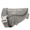 Dior  Saddle shoulder bag  in grey grained leather - 00pp thumbnail