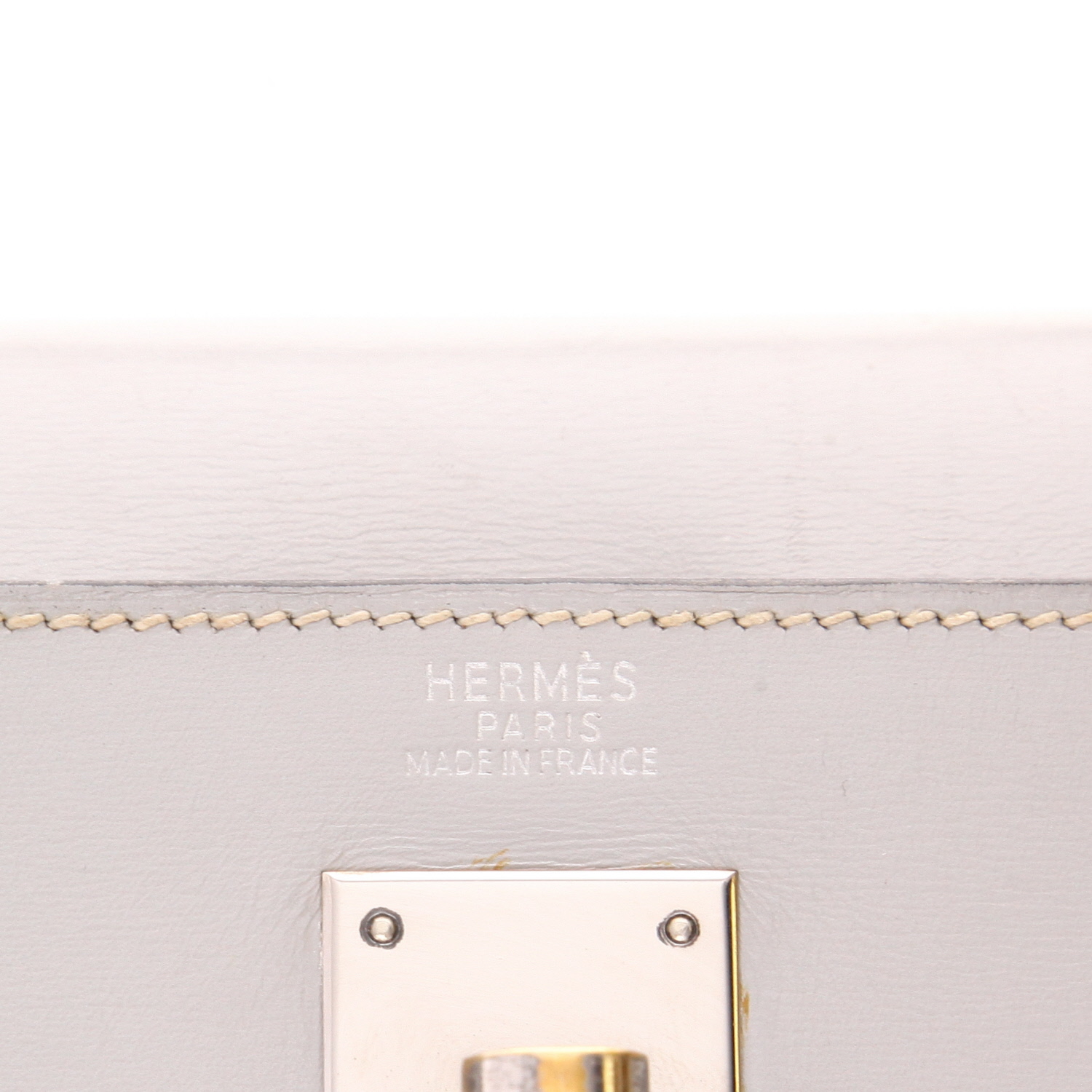 Borsa Hermès  Kelly 32 cm in pelle box grigia - Detail D2