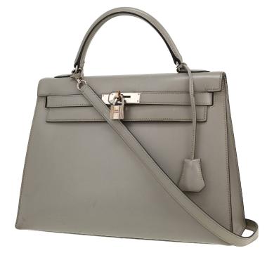 Borsa Hermès  Kelly 32 cm in pelle box grigia
