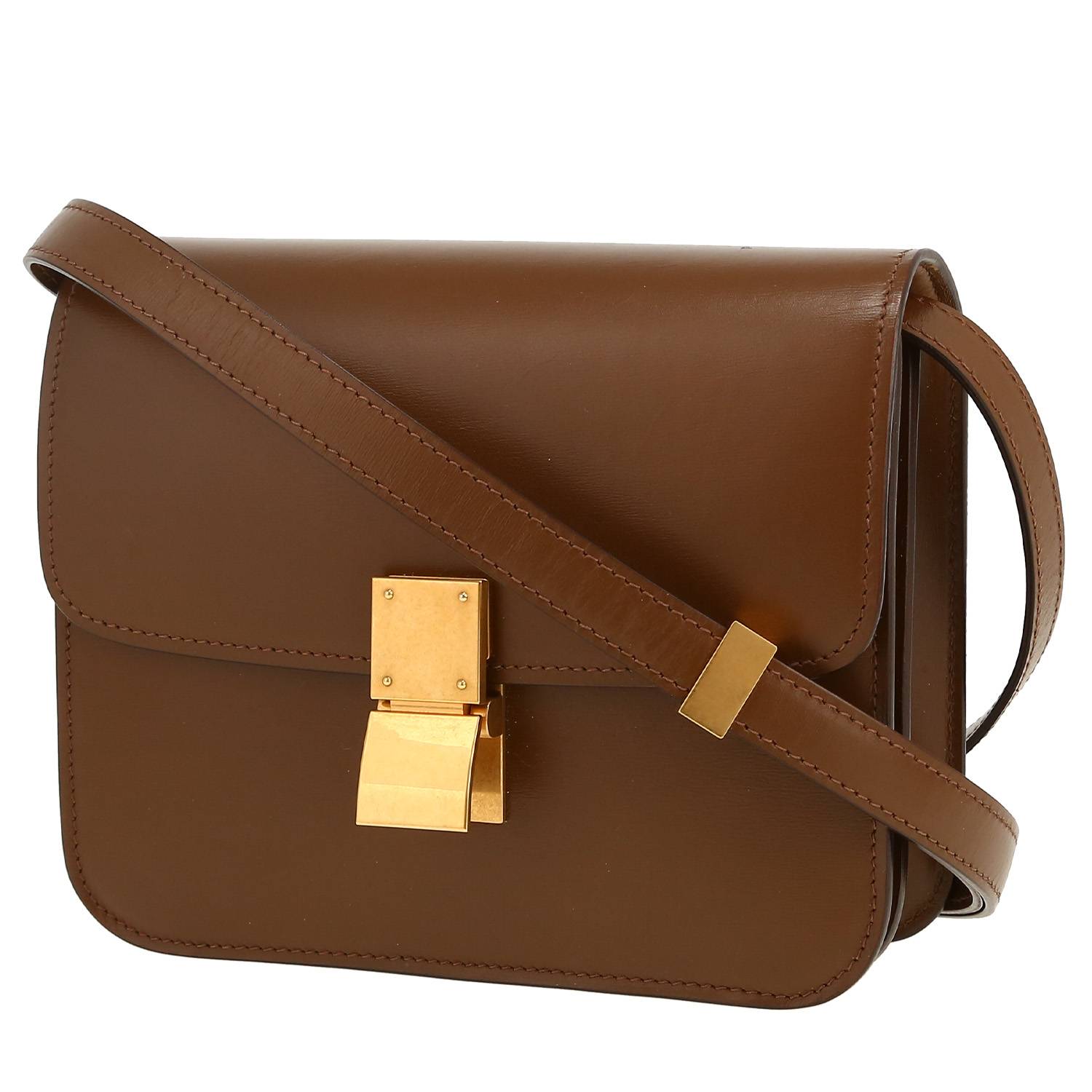 Celine Classic Box Teen shoulder bag in brown box leather
