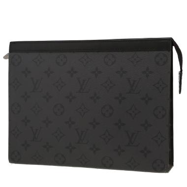 Louis Vuitton  Pochette 26 pouch  in grey monogram canvas  and black leather