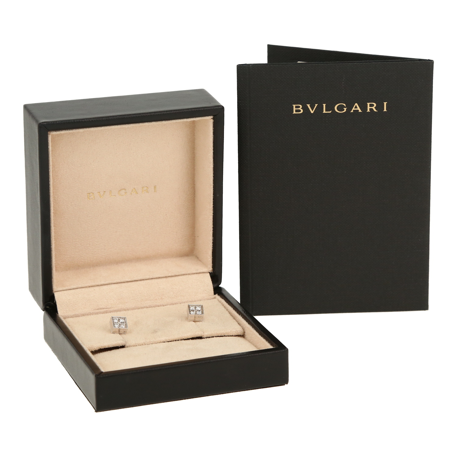 Orecchini a bottone Bulgari Lucéa in oro bianco e diamanti - Detail D2