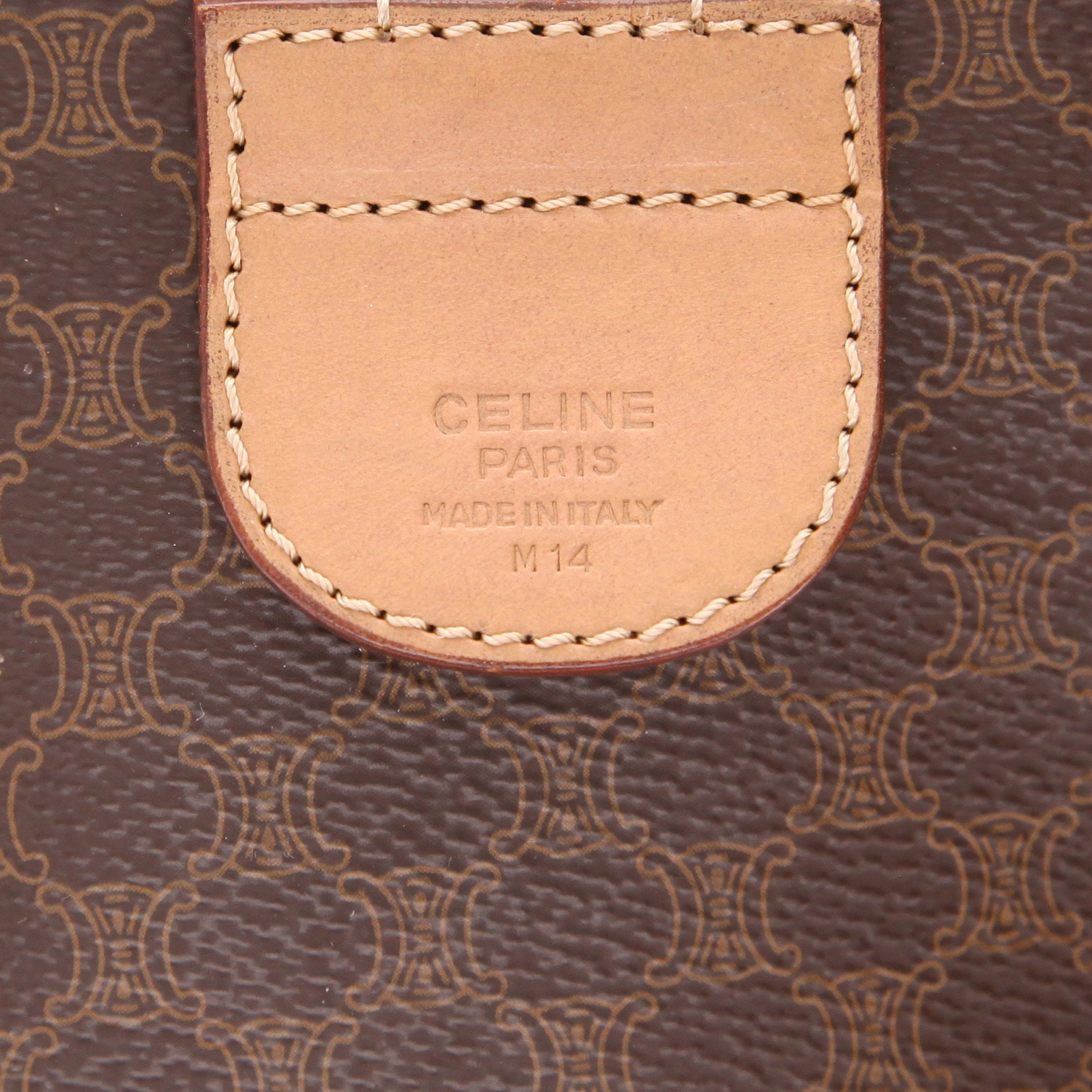 Sac à main Celine   en toile Triomphe marron et cuir marron - Detail D2