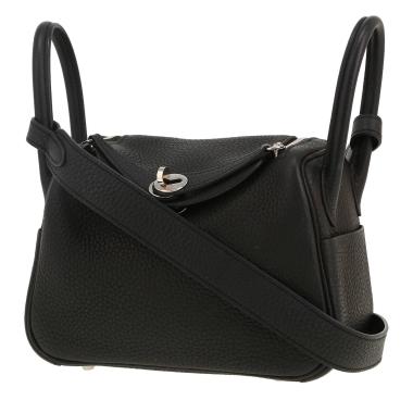 Sac bandoulière Hermès  Lindy mini  en cuir taurillon clémence noir