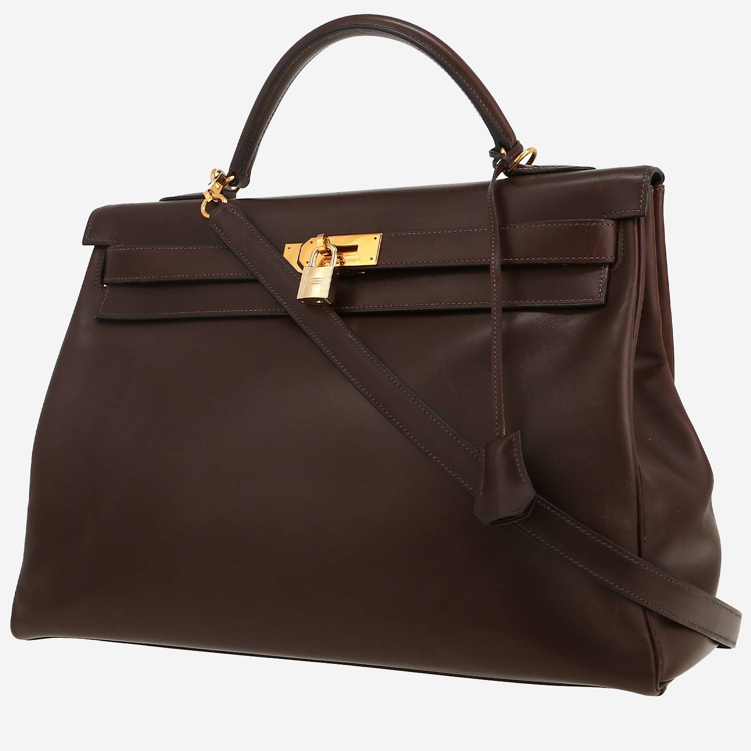 Borsa Hermès  Kelly 40 cm in pelle box marrone