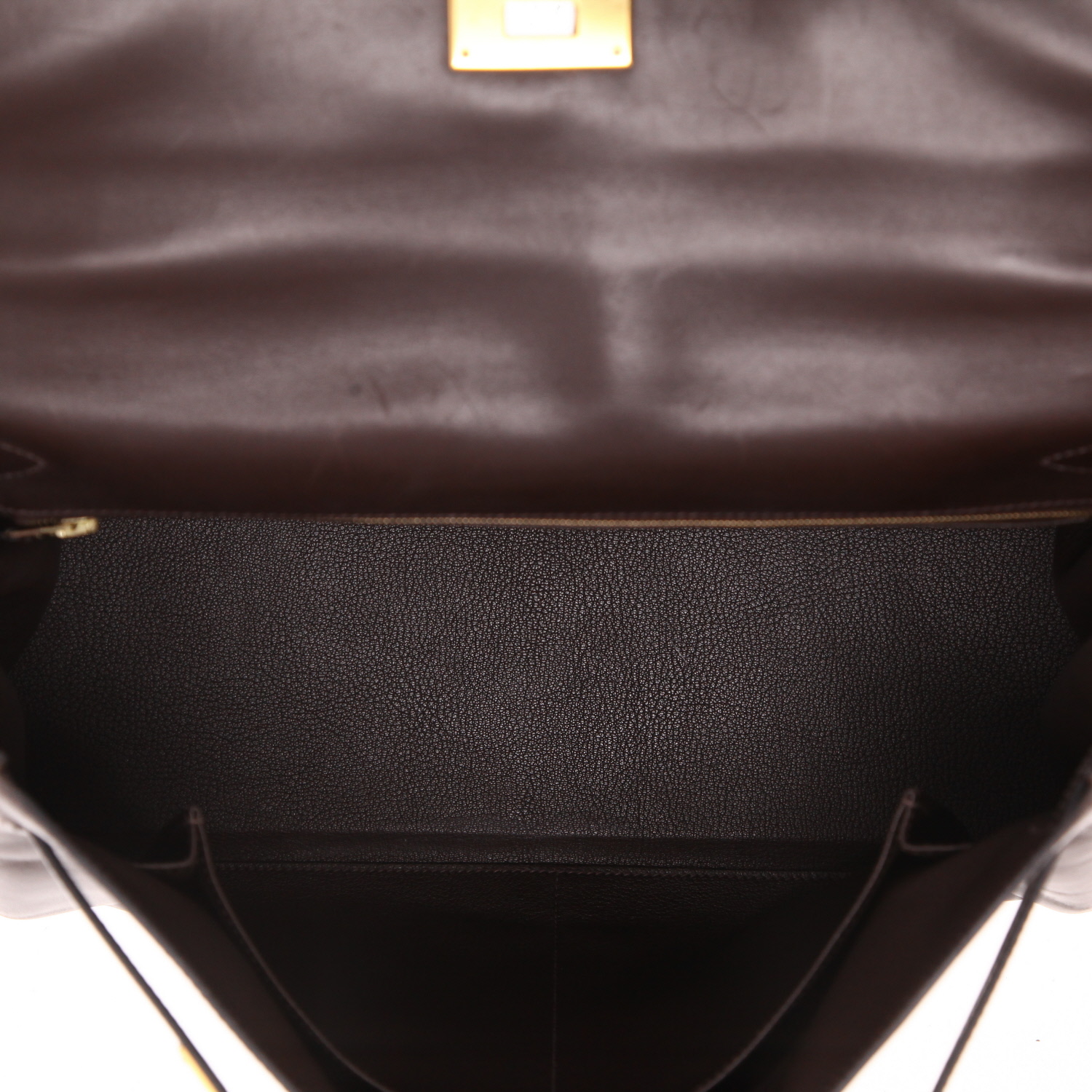 Borsa Hermès  Kelly 40 cm in pelle box marrone - Detail D3