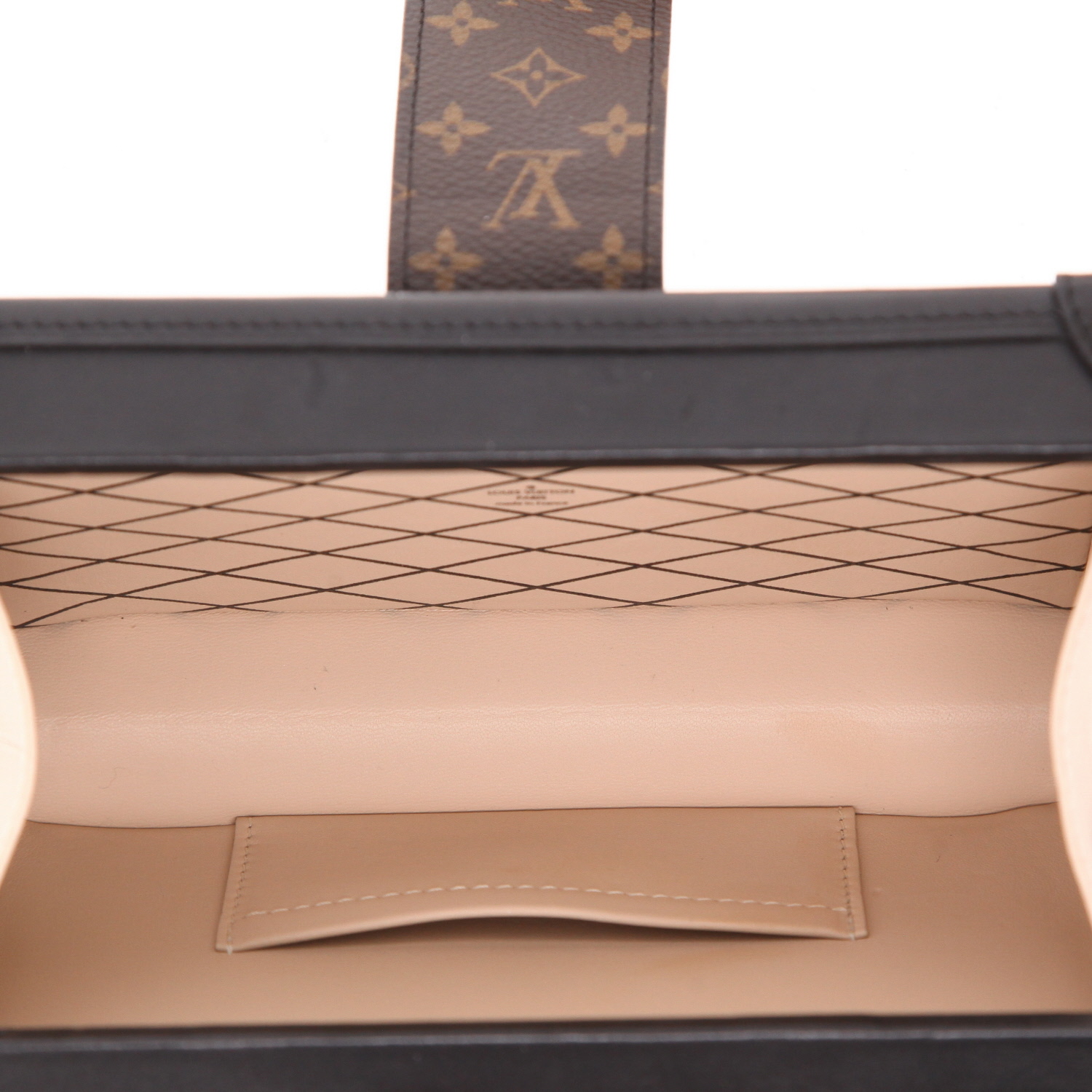 Louis Vuitton  Petite Malle shoulder bag  in brown monogram canvas  and black leather - Detail D3