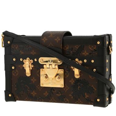Borsa a tracolla Louis Vuitton  Petite Malle in tela monogram marrone e pelle nera