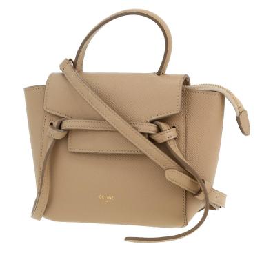 Celine  Belt Pico shoulder bag  in beige grained leather