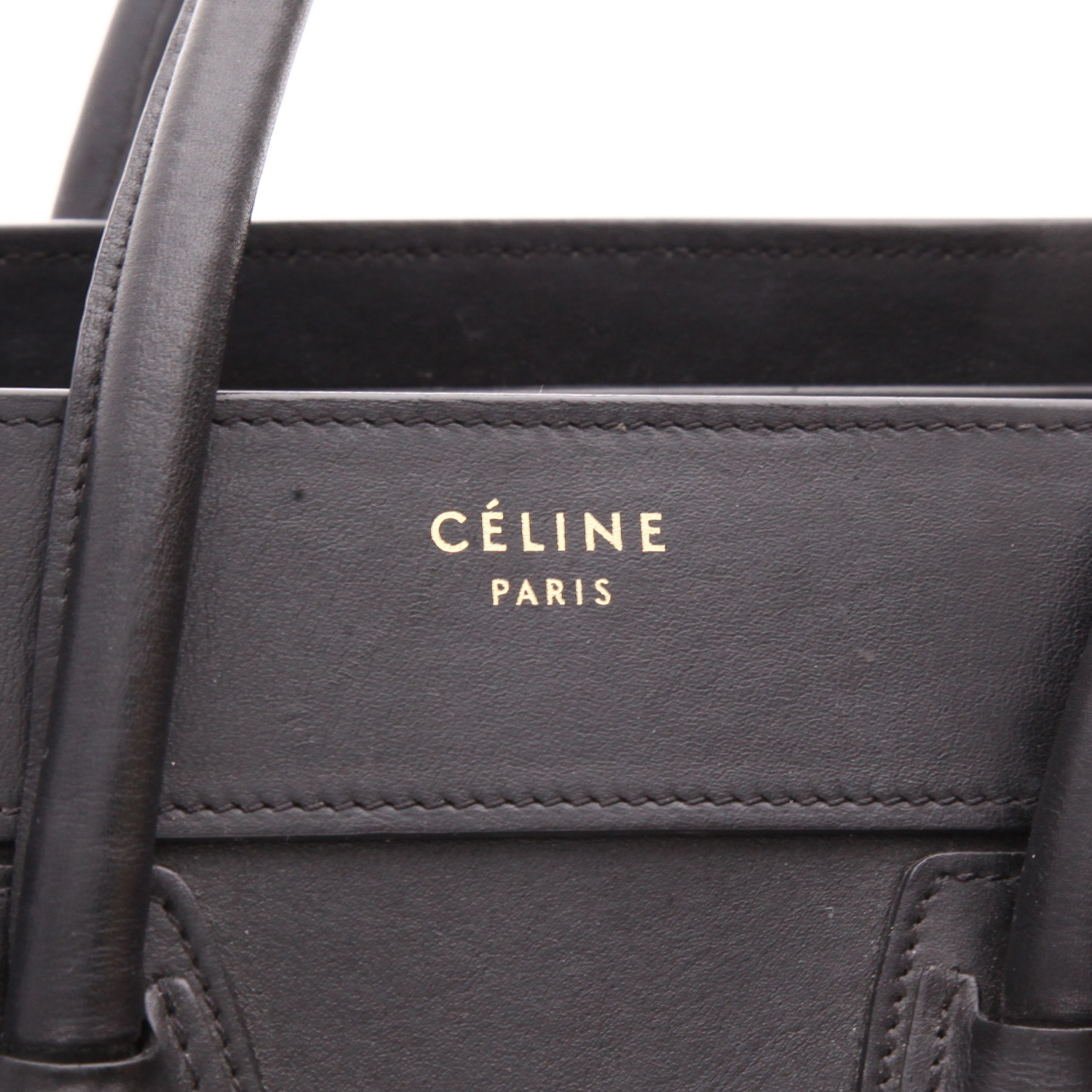 Celine  Luggage Micro handbag  in black leather - Detail D2