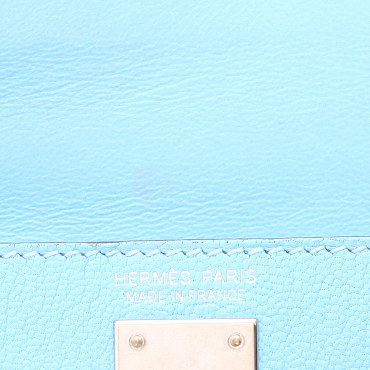 Borsa a tracolla Hermès  Kelly 20 cm in pelle Mysore blu Celeste - Detail D2