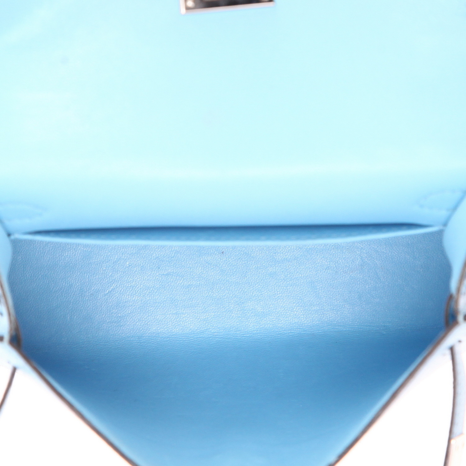 Sac bandoulière Hermès  Kelly 20 cm en cuir Mysore bleu Celeste - Detail D3