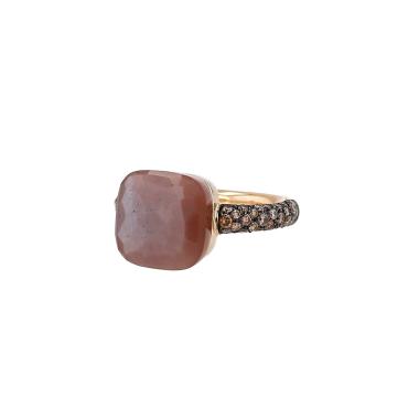 Pomellato Nudo Maxi ring in pink gold, moonstone and diamonds