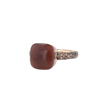Pomellato Nudo Maxi ring in pink gold, moonstone and diamonds