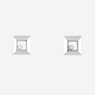 Paire de boucles d'oreilles Chopard Happy Diamonds Icon en or blanc et diamants