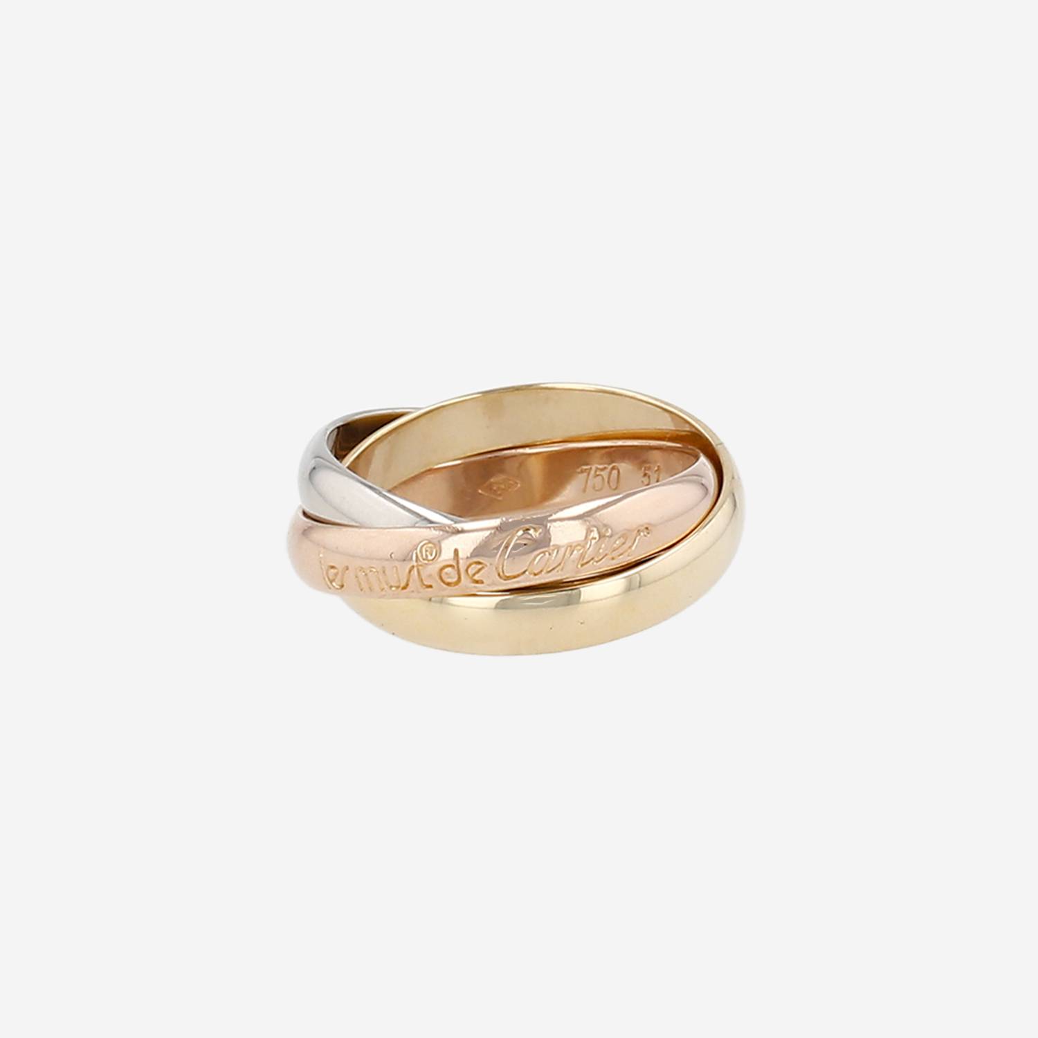 Cartier Trinity "les Must de Cartier" medium model ring in 3 golds, size 51