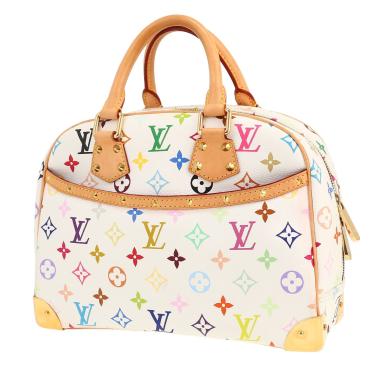 Louis Vuitton  Trouville handbag  in white and multicolor monogram canvas  and natural leather