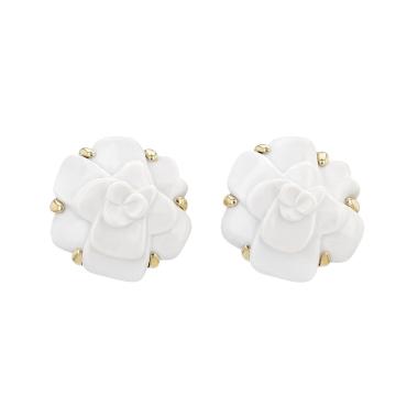 Chanel Camelia earrings in yellow gold and cacholong