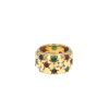 Bague bandeau Cartier  en or jaune, émeraudes, saphirs, rubis et diamants - 360 thumbnail