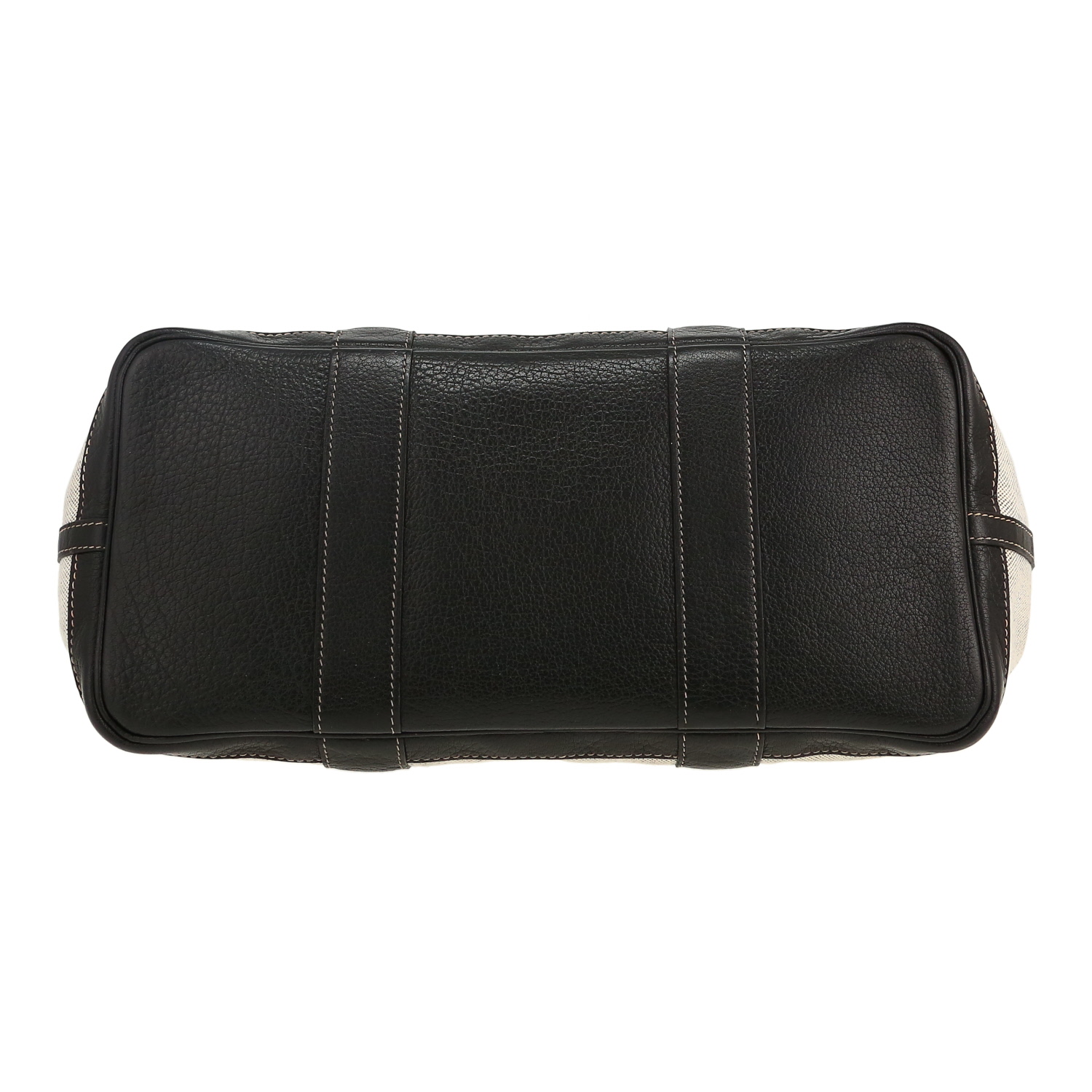 Sac cabas Hermès  Garden Party en toile grise et veau Négonda noir - Detail D1