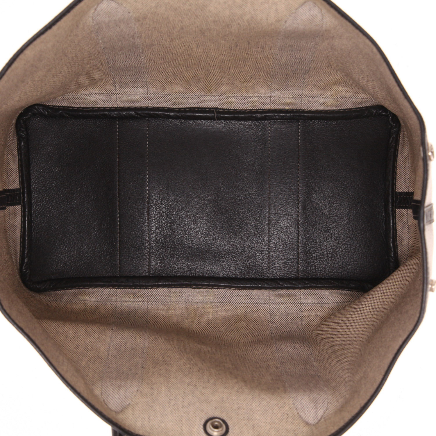 Sac cabas Hermès  Garden Party en toile grise et veau Négonda noir - Detail D3