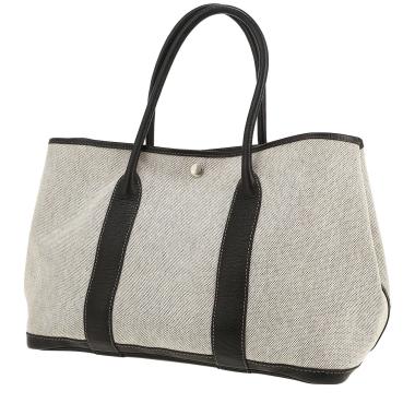 Sac cabas Hermès  Garden Party en toile grise et veau Négonda noir
