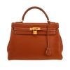 Hermès  Kelly 32 cm handbag  in gold Barenia leather - 360 thumbnail