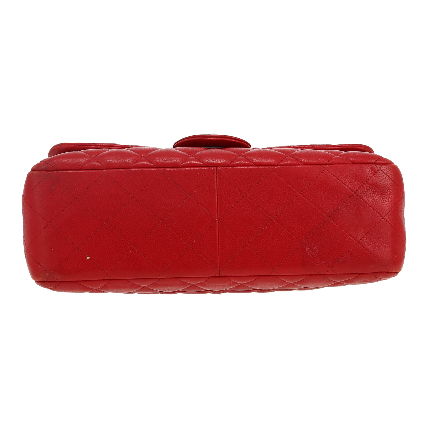 Borsa a tracolla Chanel  Timeless Jumbo in pelle martellata e trapuntata rossa - Detail D1