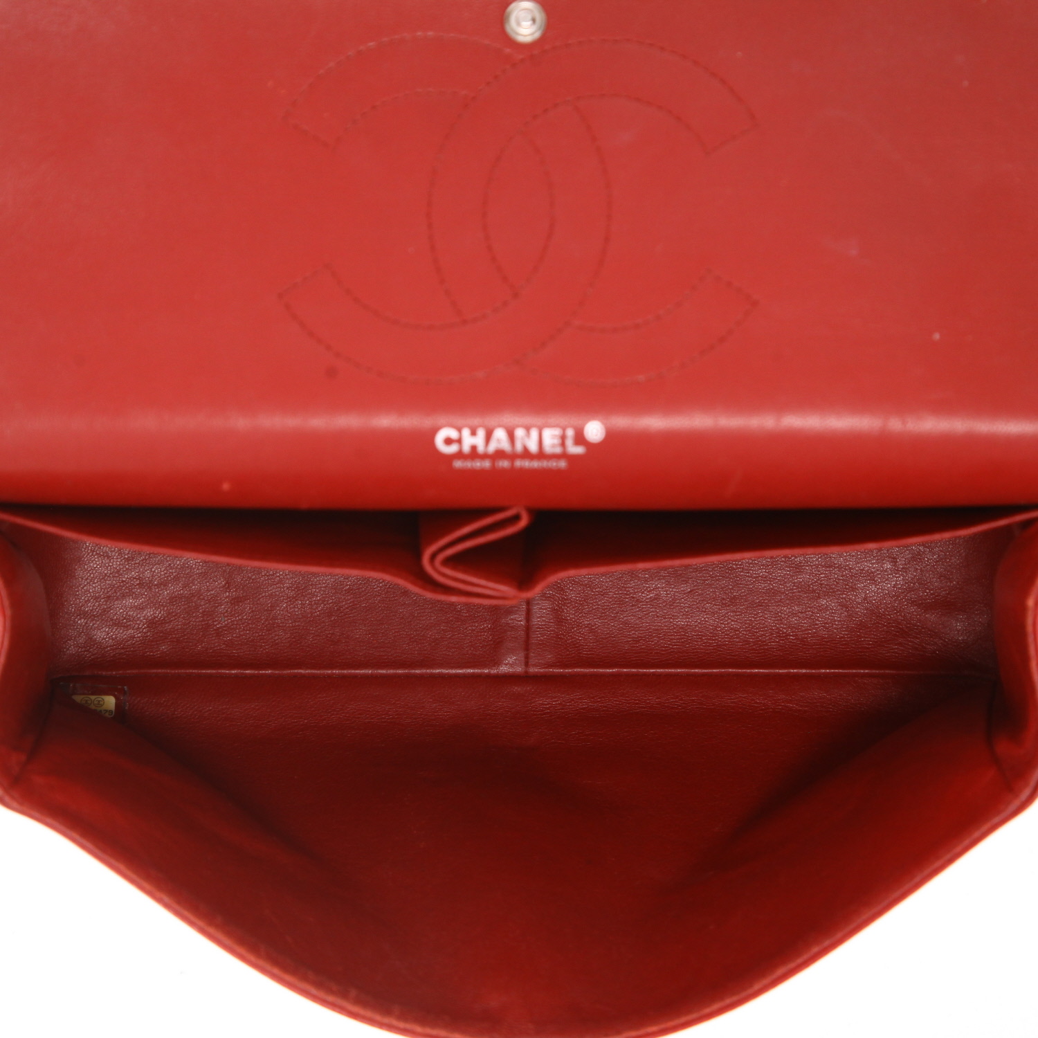 Borsa a tracolla Chanel  Timeless Jumbo in pelle martellata e trapuntata rossa - Detail D3