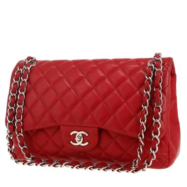 Sac bandoulière Chanel  Timeless Jumbo en cuir grainé matelassé rouge